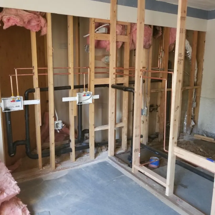Copper pipe rough-in and plumbing installation in Centreville